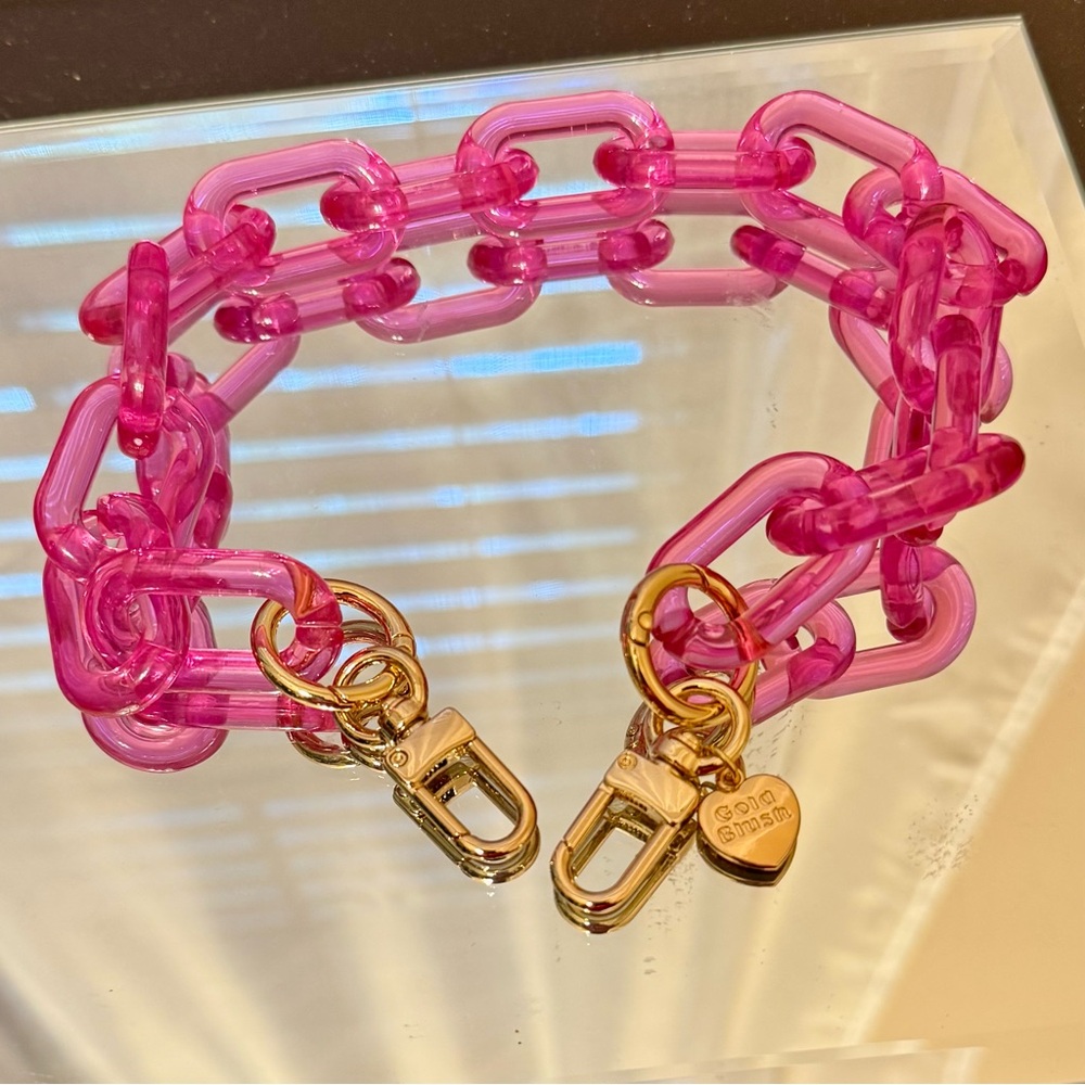 Gold Blush PopLinks - Chunky Acrylic Bag Chain for Handbags in Hot Pink